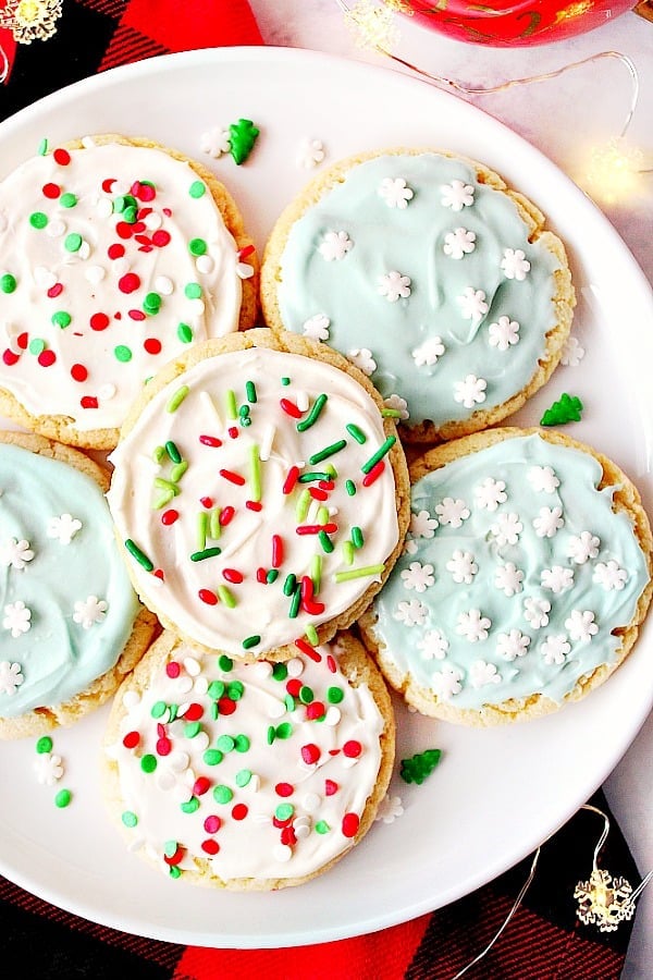 Sugar Cookies on a white plate.