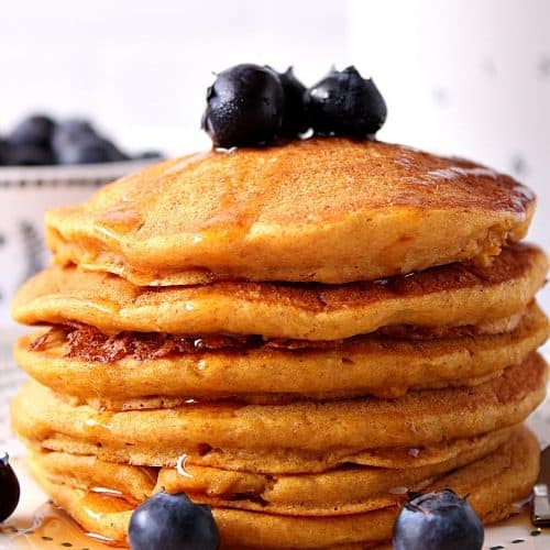 Pancakes on a plate.