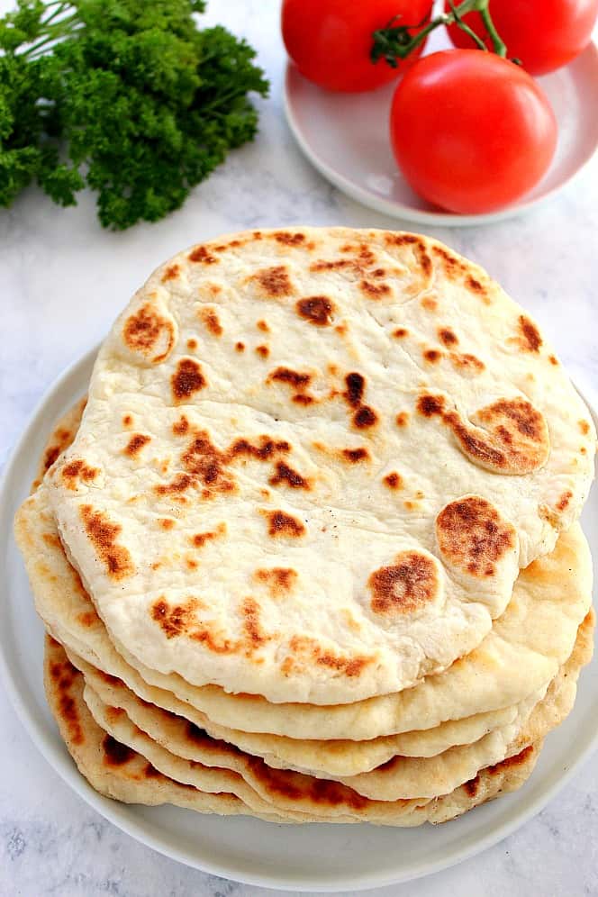stack of flatbread on plate