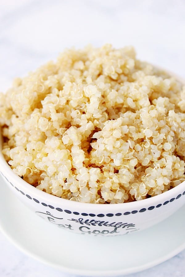 Instant Pot quinoa in a small bowl.