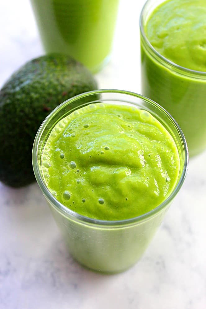 avocado green smoothie in a glass