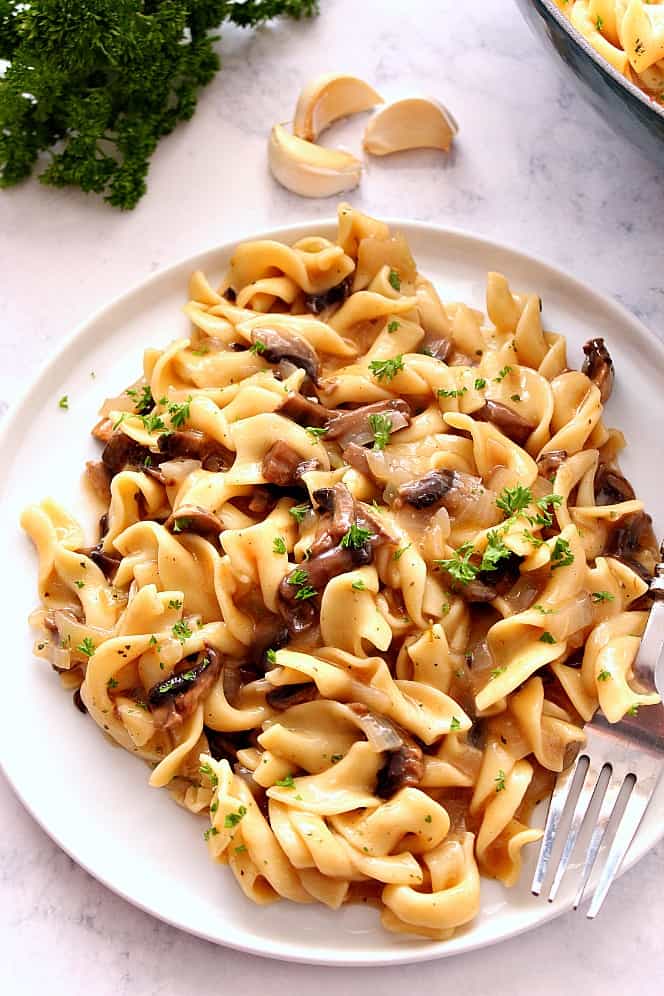 mushroom and noodles on plate