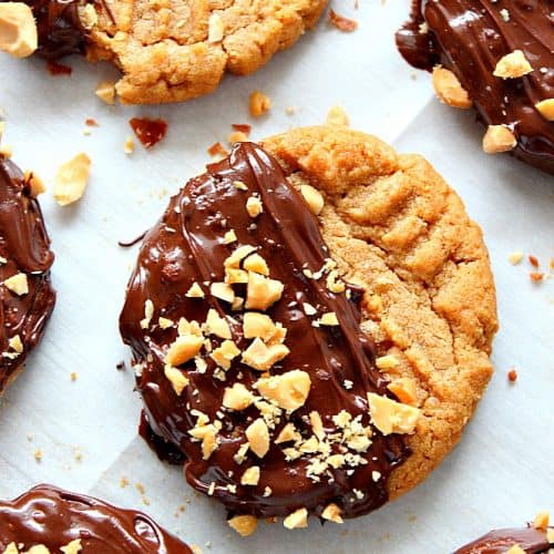 flourless peanut butter cookies with chocolate 5 500x500 Chocolate Dipped Peanut Butter Cookies Recipe