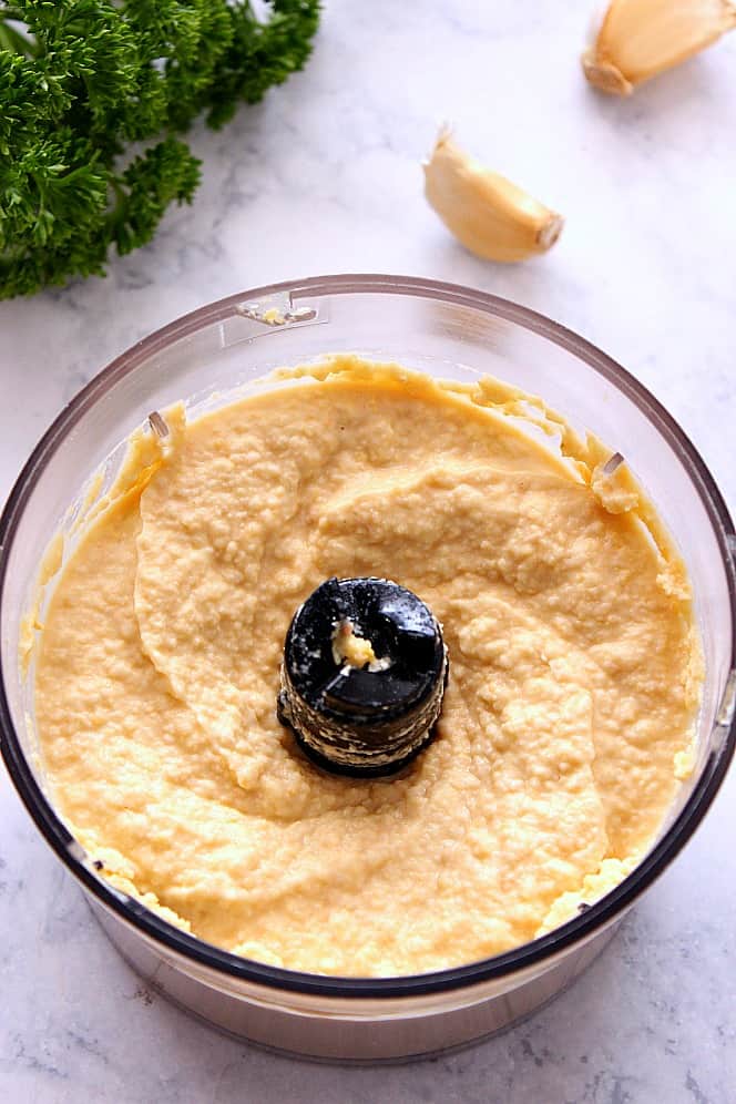 hummus in food processor