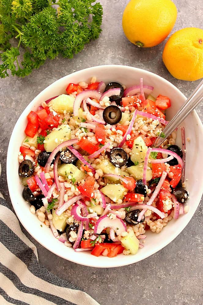 Mediterranean salad in bowl