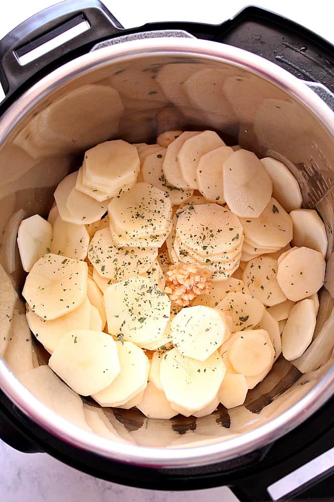 sliced potatoes in Instant Pot
