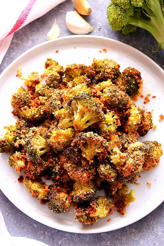 Garlic Parmesan Roasted Broccoli Recipe Crunchy Creamy Sweet