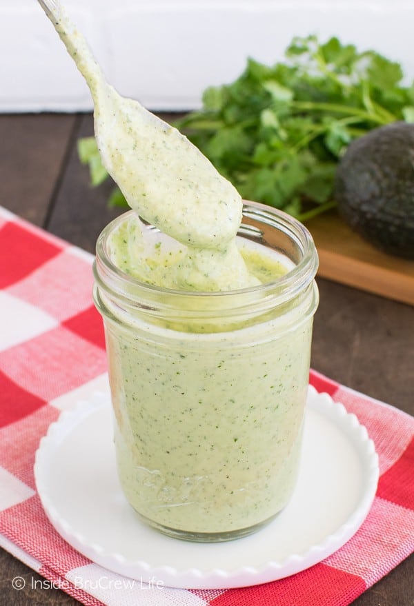 avocado dressing in a jar