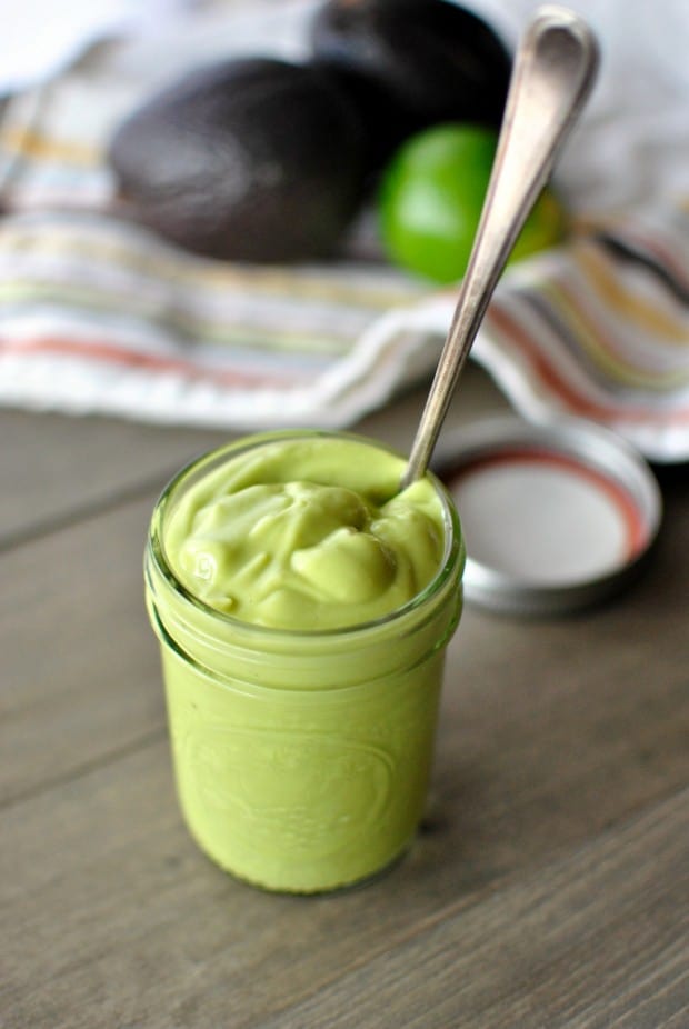 avocado dressing in a jar