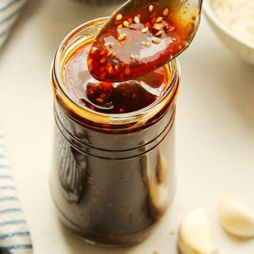 Homemade Teriyaki Sauce in a jar.