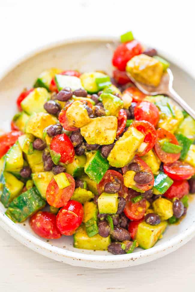 avocado Mexican salad on plate