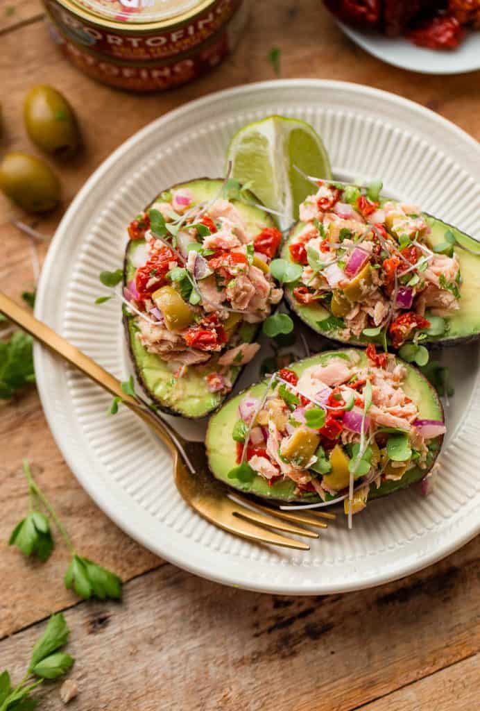 stuffed avocados on plate