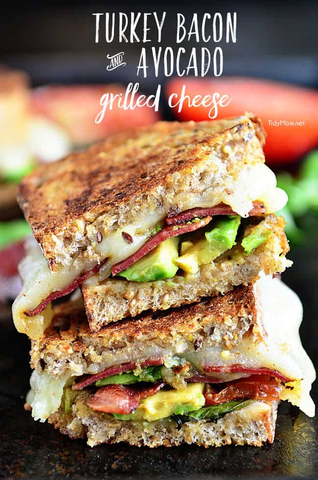 grilled cheese with avocado stack