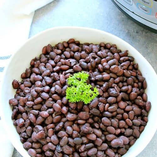 Instant Pot Black Beans in a white bowl.