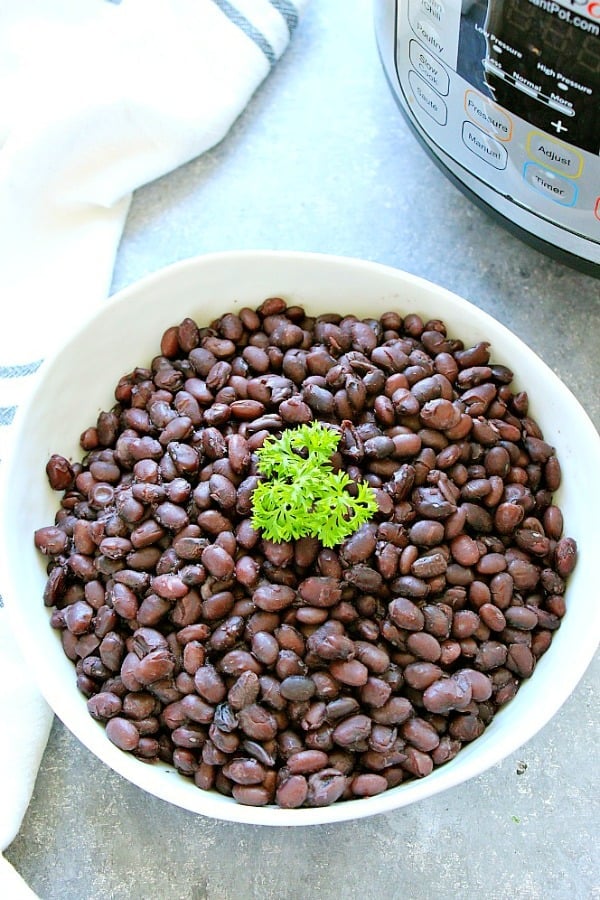 Instant Pot Black Beans in a white bowl.