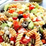 Italian Pasta Salad in a big white bowl.