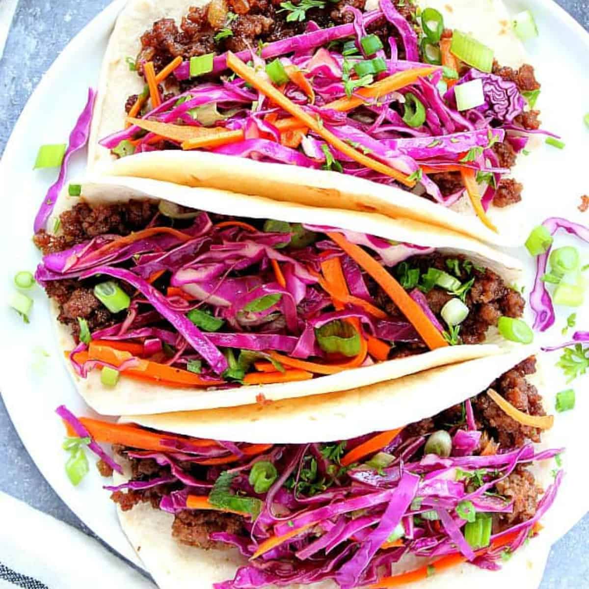 Korean tacos on a plate.