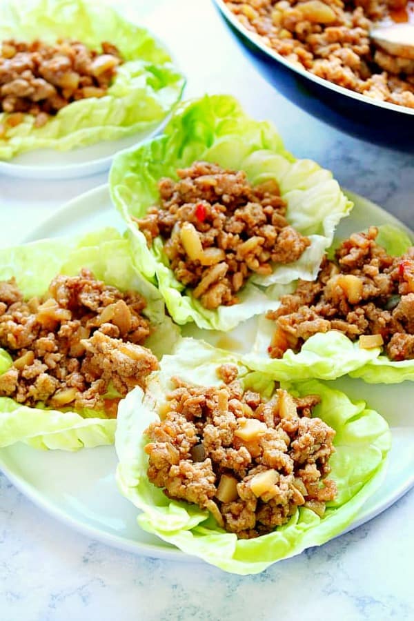 P.F. Chang's Chicken Lettuce Wraps on a white plate.