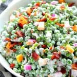 Pea salad in a bowl.