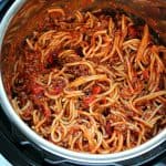 Spaghetti inside the pressure cooker.