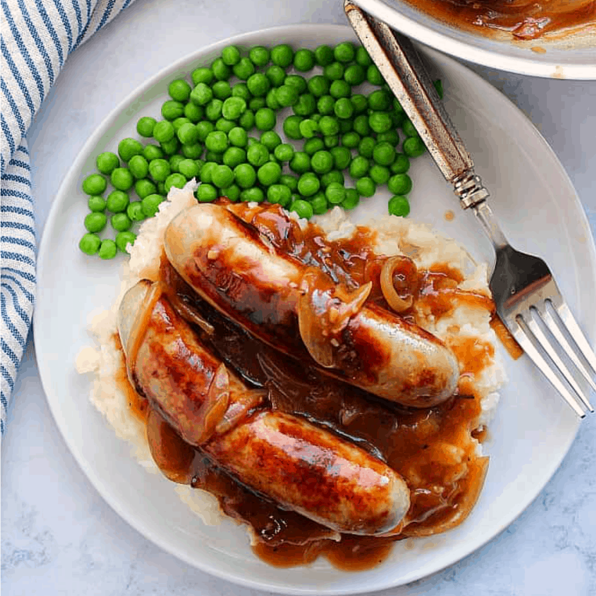 Bangers and Mash (Sausage with Onion Gravy) - Crunchy Creamy Sweet