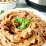 Refried beans in a bowl.