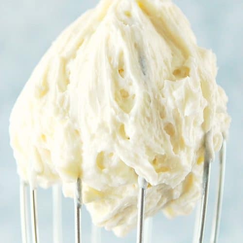 White frosting on a whisk.