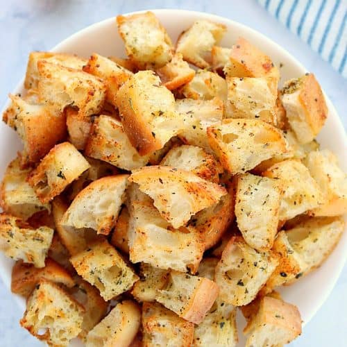 Croutons in a bowl.