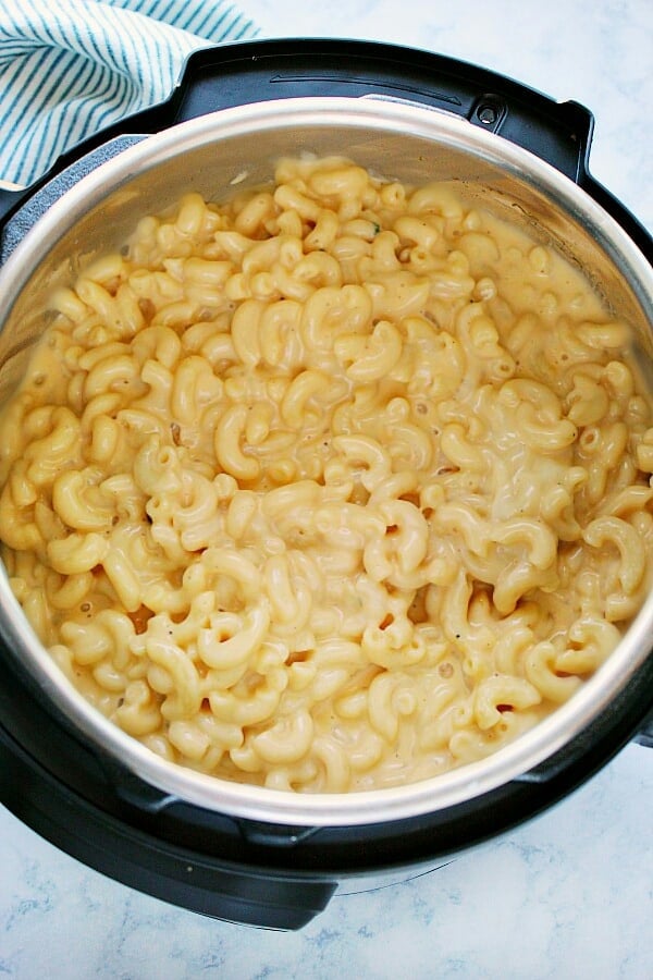 Instant Pot Mac and Cheese in the pressure cooker.