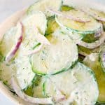 creamy cucumber salad with onion 4a 150x150 20 Best Sides to Serve with Burgers