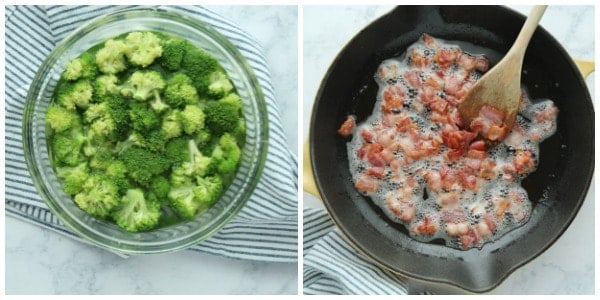 Step 1 for broccoli and bacon skillet.