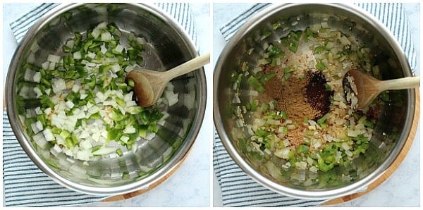 Step 1 of making Instant Pot chili mac.