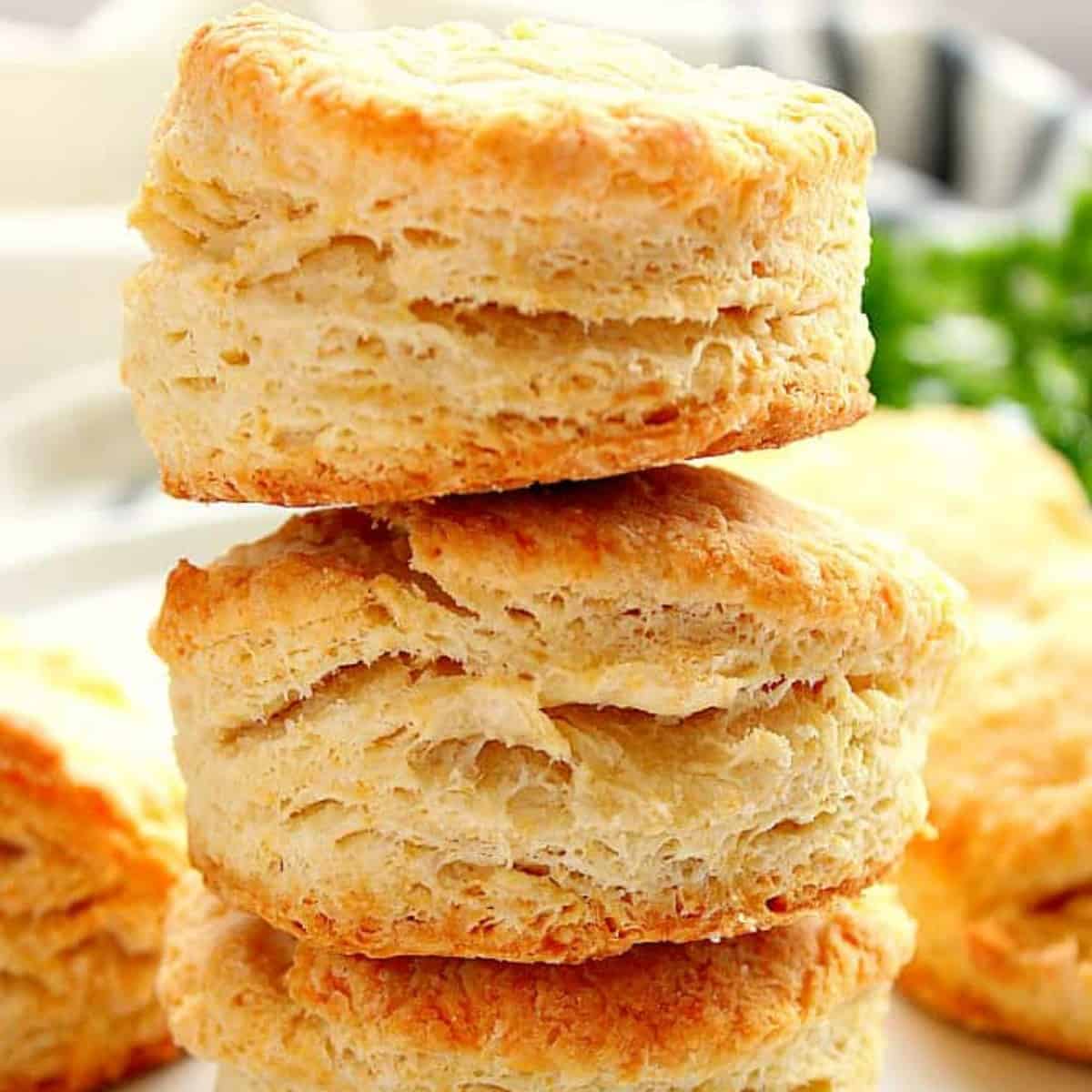 Biscuits stacked on each other.