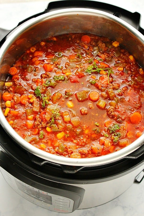 Hamburger Soup in the Instant Pot pressure cooker.