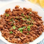 Instant Pot Taco Meat in a white bowl.