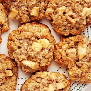 Apple oatmeal cookies on a plate.
