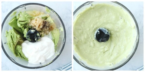 Making of Avocado Dip in a small food processor.