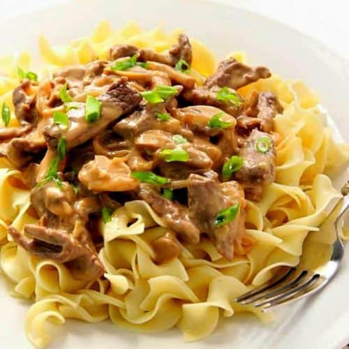 Stroganoff on a plate.