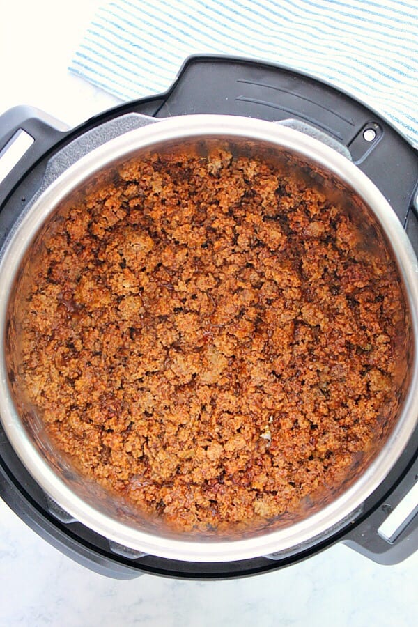 Instant Pot Taco Meat in the pressure cooker.