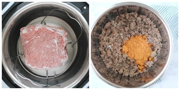 Step 1 of making Instant Pot Taco Meat.