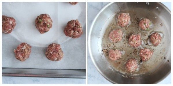 Step 2 of making Greek meatballs.