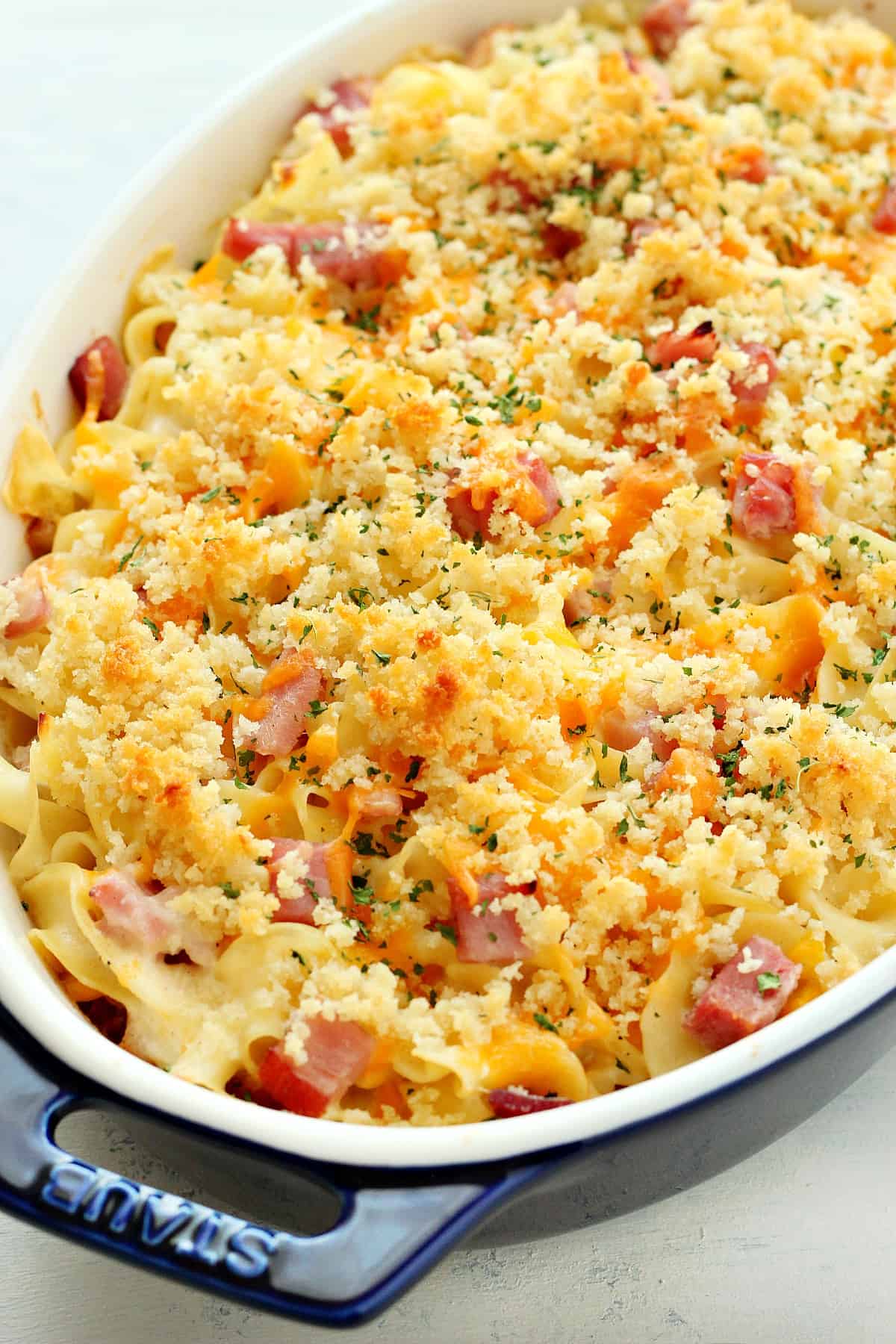 Ham Casserole in a baking dish.