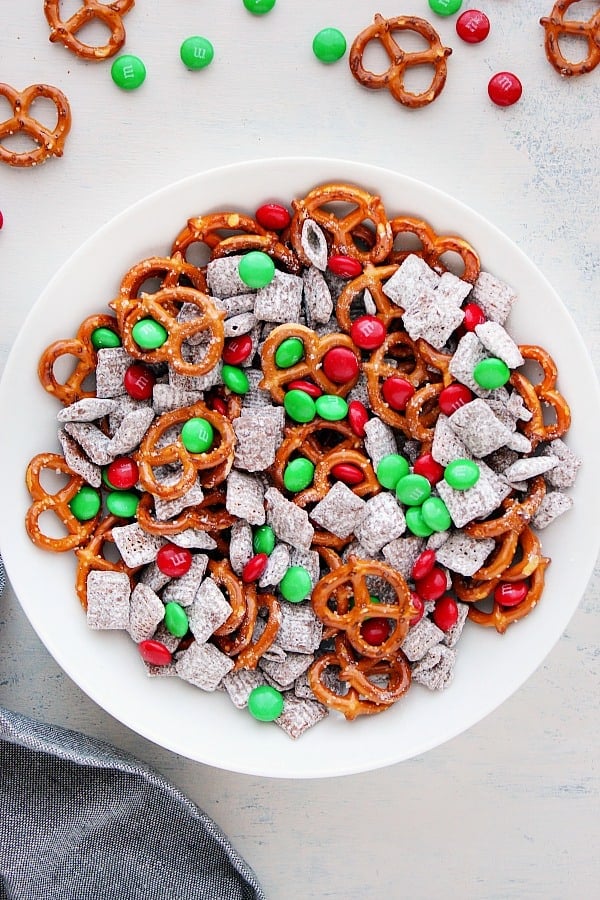 Christmas cereal mix in a bowl.