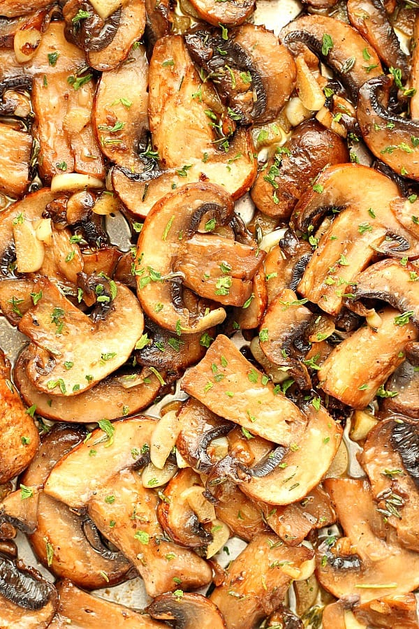 Sauteed Mushrooms on a pan.