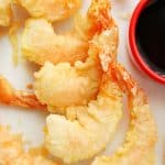 Shrimp Tempura on a white plate.