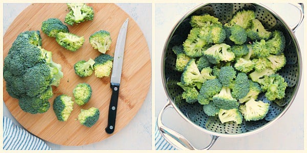 Step 1 of making steamed broccoli