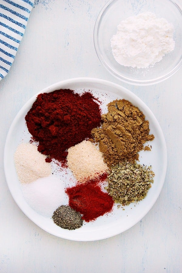 Seasoning ingredients on plate.