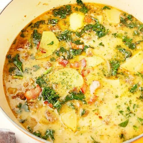 Zuppa Toscana in a Dutch oven.