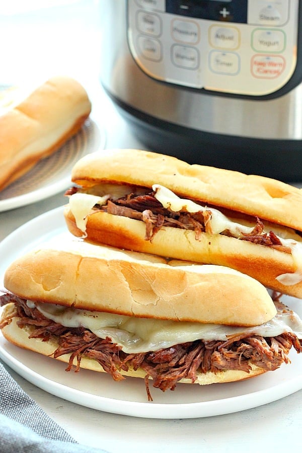 French Dip sandwich on a plate.