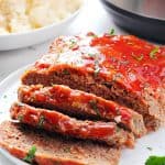 Meatloaf next to Instant Pot.